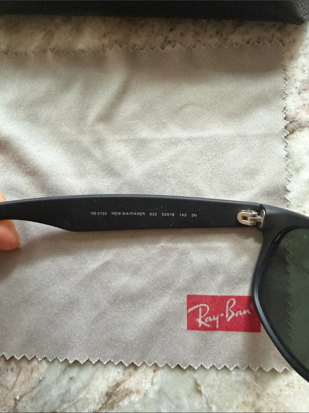 Ray-Ban Matte Black Frame Sunglasses with Green Lenses
